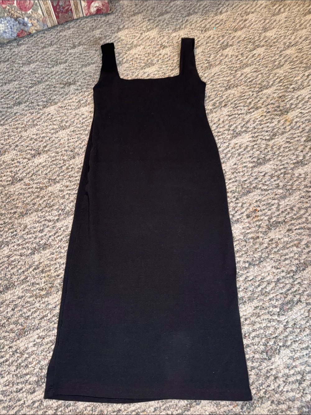 Zara Black Square Neck Midi Tank Dress